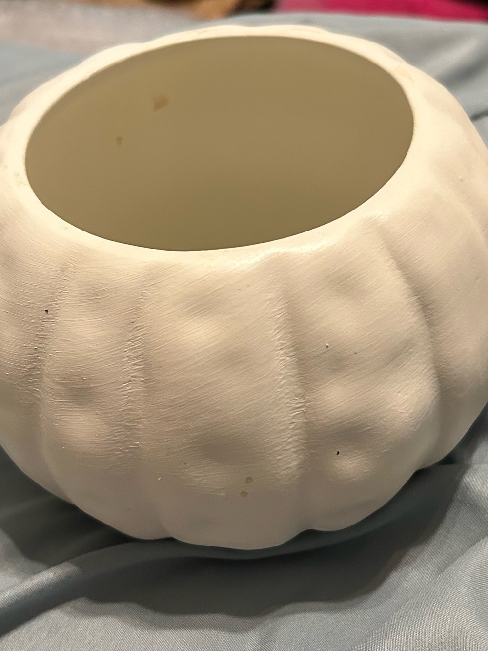 White Ceramic Pumpkin Planter -